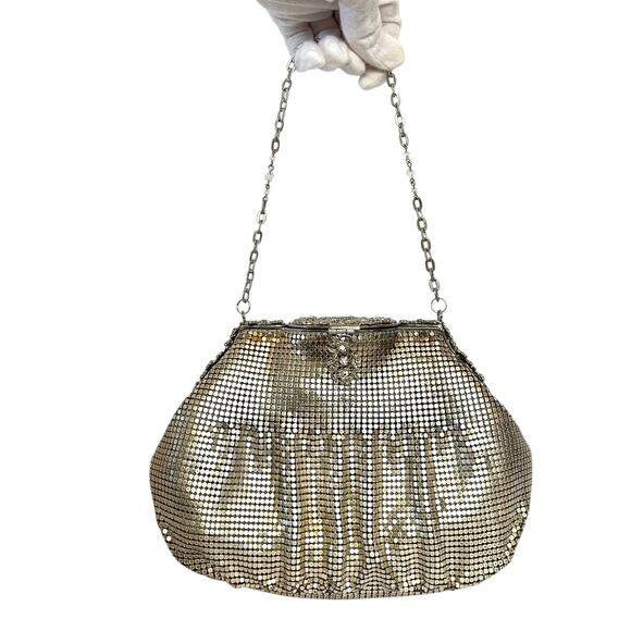 Whiting & Davis Handbags - Vintage Whiting & Davis Silver Ombre Metal Mesh Crystal Wedding Evening Bag